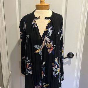 Free People flowy floral printed hi-lo blouse